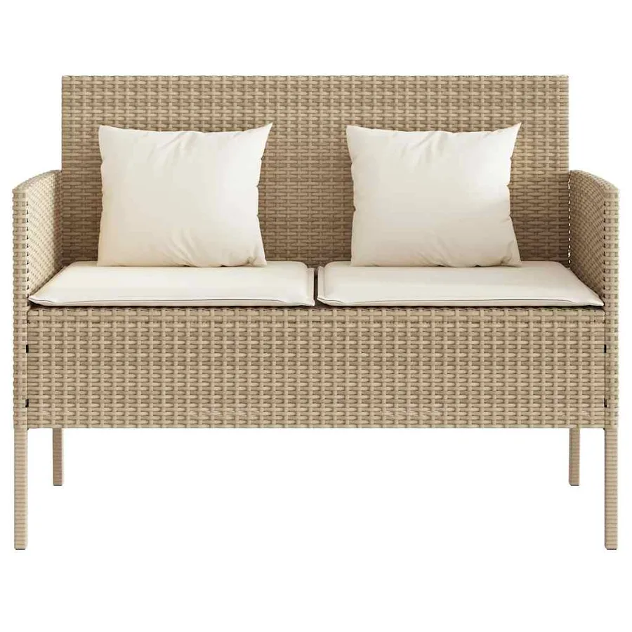 Banc de jardin avec coussins beige résine tressée - 4