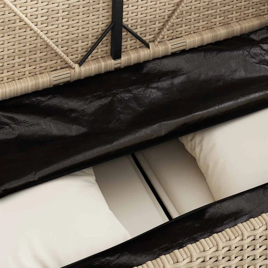 Banc de jardin avec coussins beige résine tressée - 9