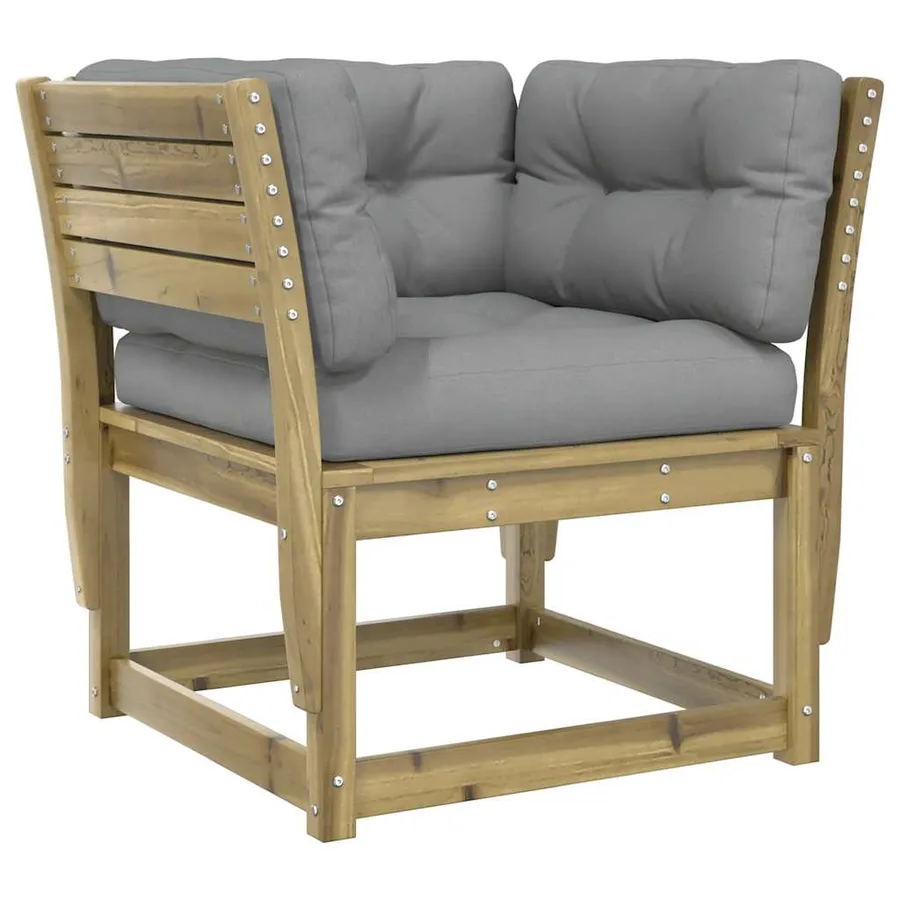 Canapé de jardin accoudoirs avec coussins bois pin imprégné - 2