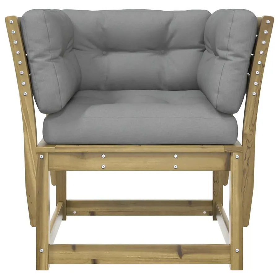 Canapé de jardin accoudoirs avec coussins bois pin imprégné - 5