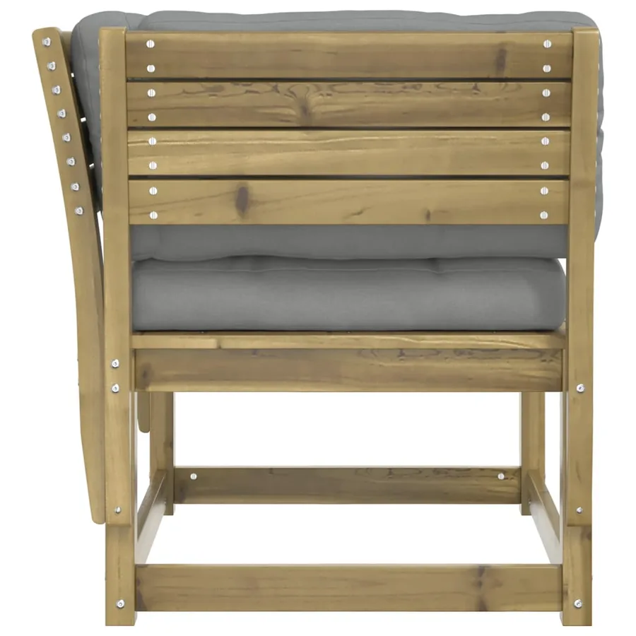 Canapé de jardin accoudoirs avec coussins bois pin imprégné - 6