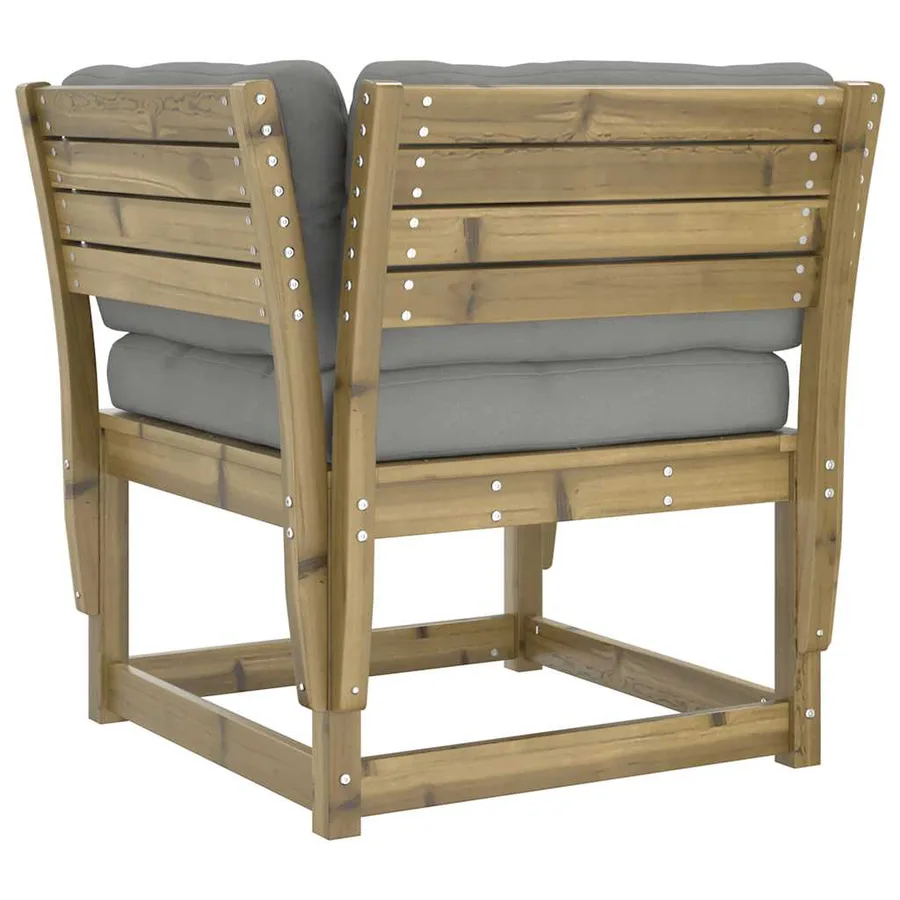 Canapé de jardin accoudoirs avec coussins bois pin imprégné - 7