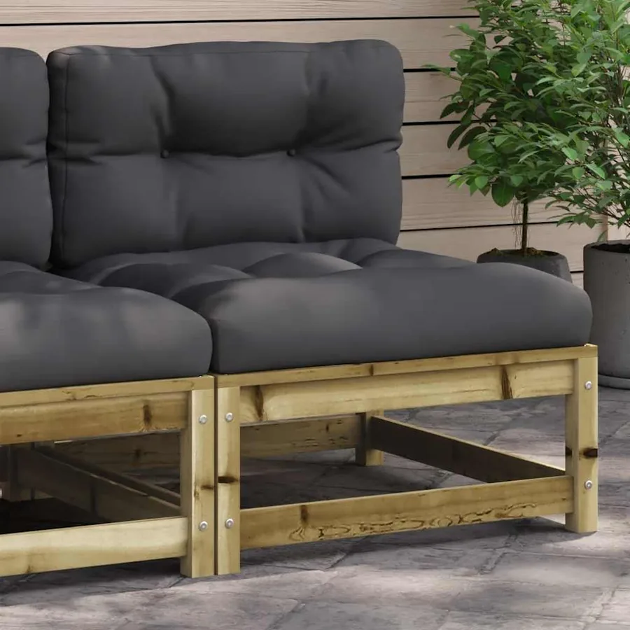 Canapé de jardin sans accoudoirs et coussins bois pin imprégné