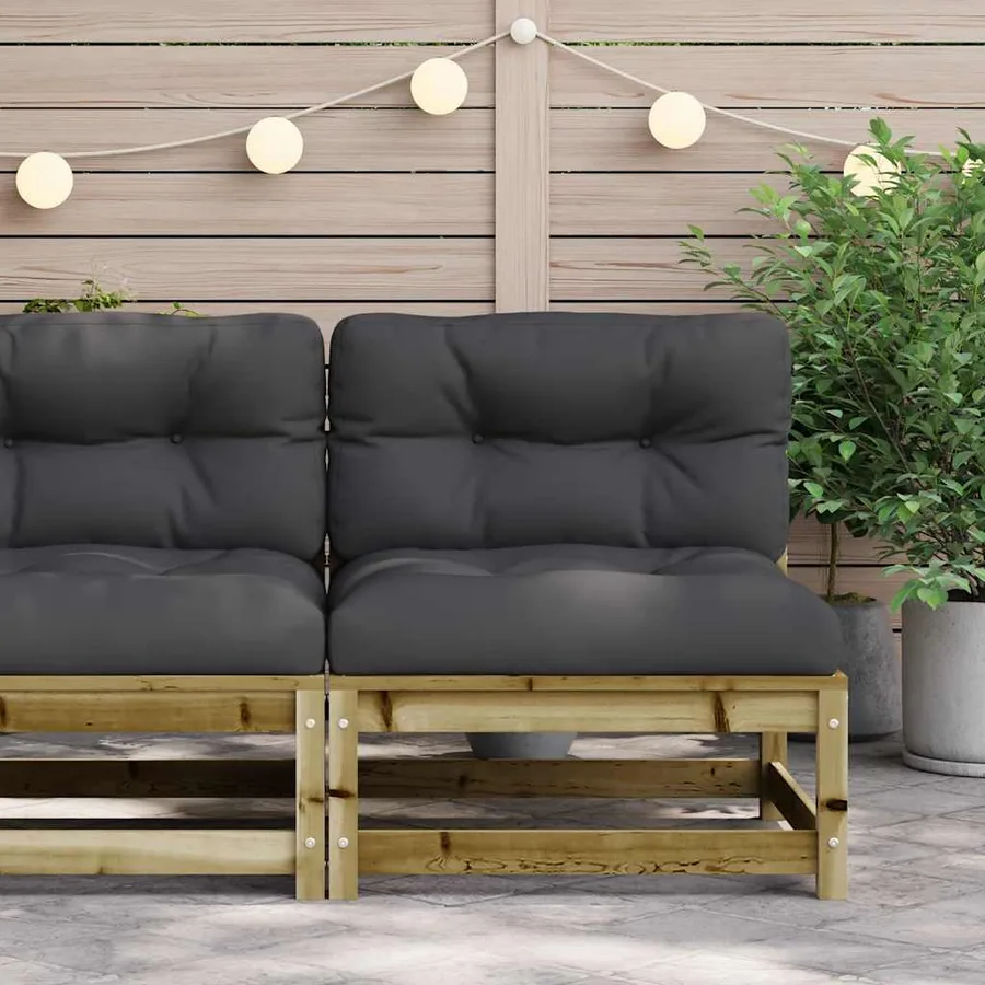 Canapé de jardin sans accoudoirs et coussins bois pin imprégné - 3