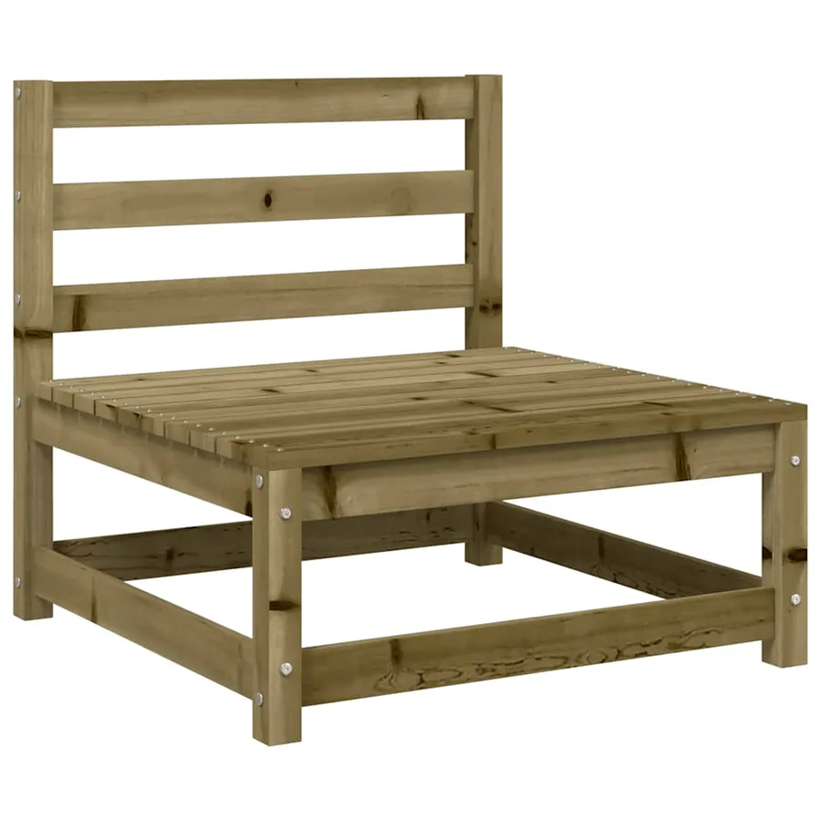 Canapé de jardin sans accoudoirs et coussins bois pin imprégné - 4