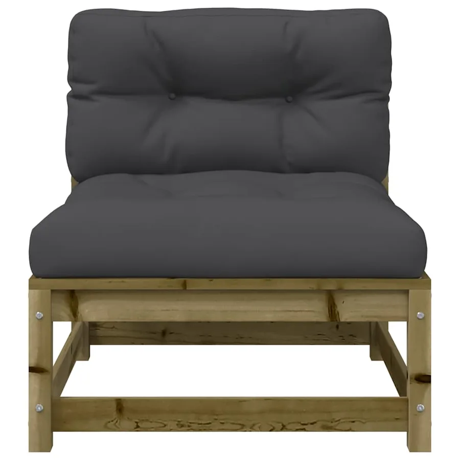 Canapé de jardin sans accoudoirs et coussins bois pin imprégné - 5