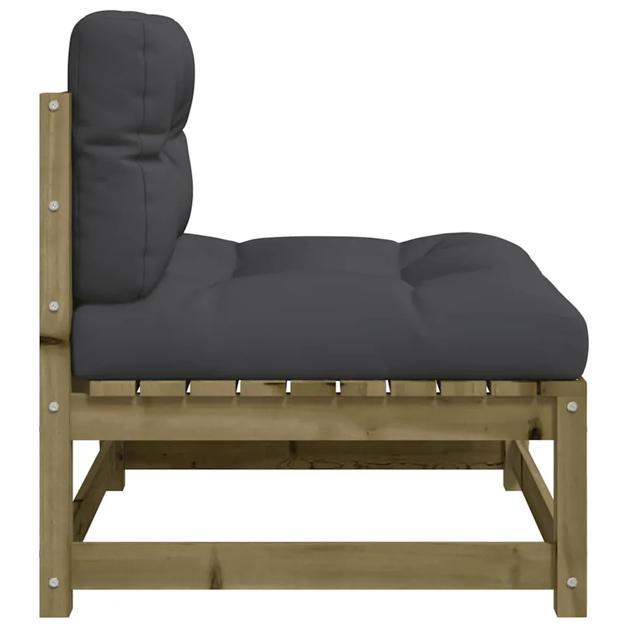 Canapé de jardin sans accoudoirs et coussins bois pin imprégné - 6