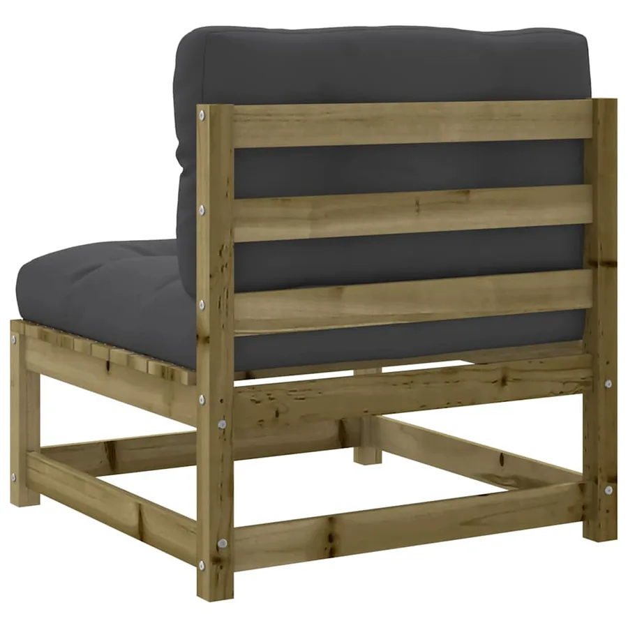 Canapé de jardin sans accoudoirs et coussins bois pin imprégné - 7