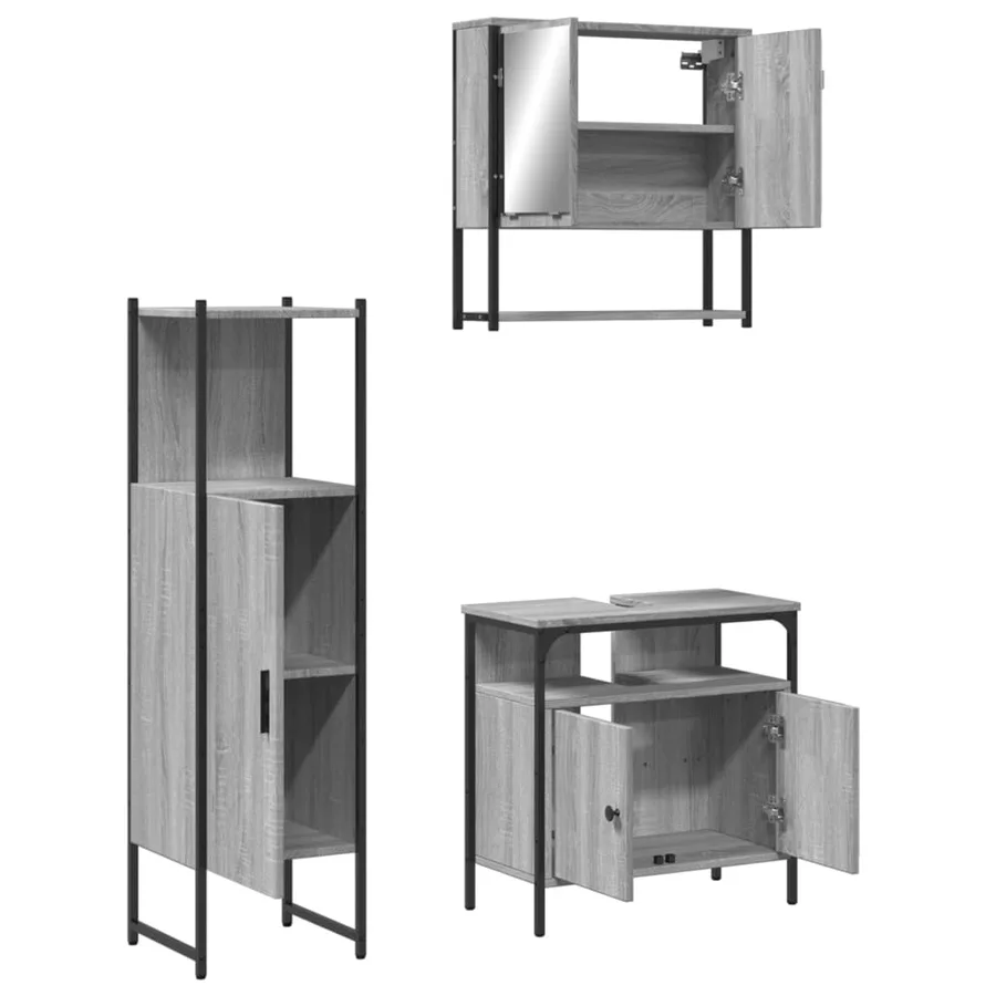 Ensemble de meubles de salle de bain 3 pcs Sonoma gris - 5