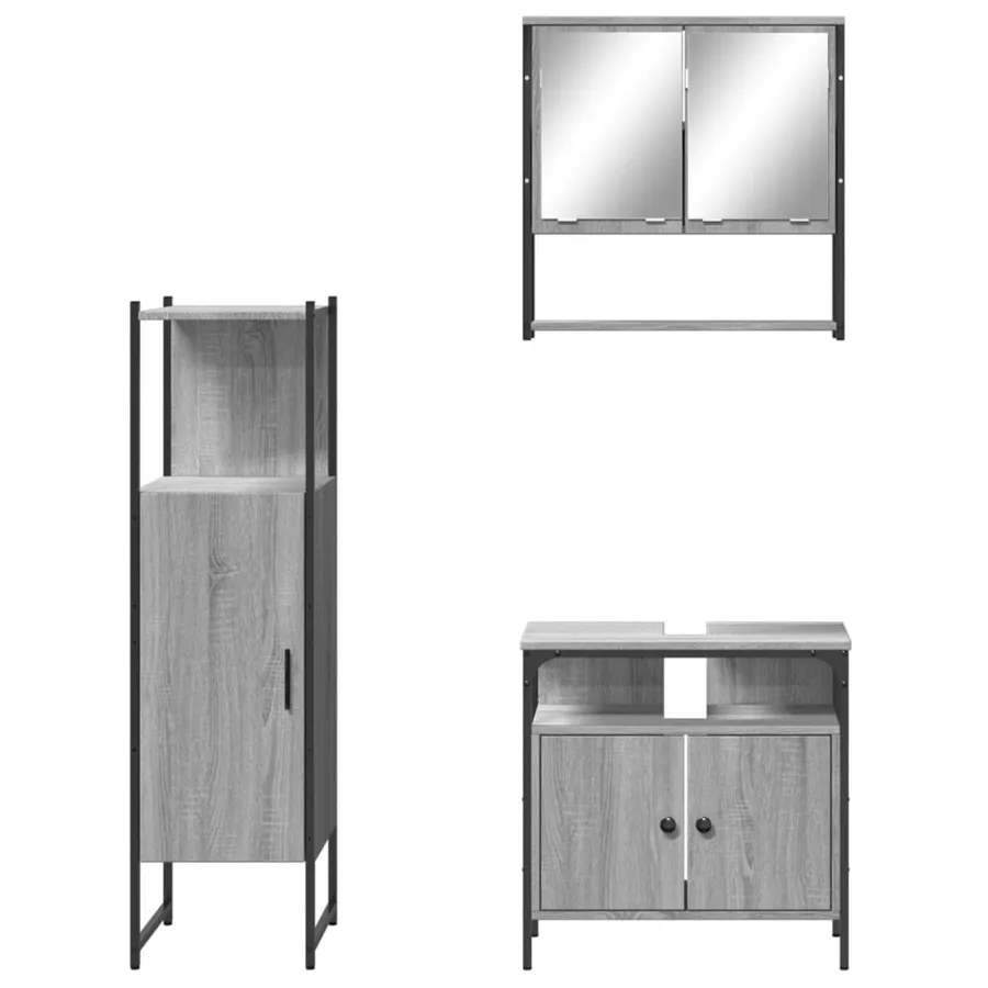 Ensemble de meubles de salle de bain 3 pcs Sonoma gris - 6