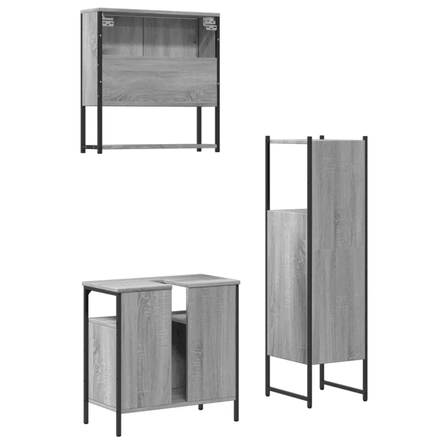 Ensemble de meubles de salle de bain 3 pcs Sonoma gris - 8