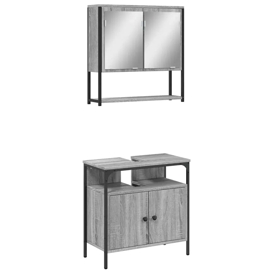 Ensemble de meubles de salle de bain 2 pcs Sonoma gris - 2