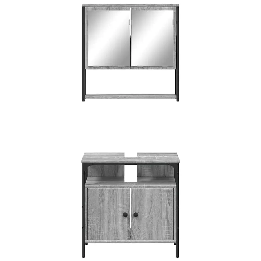Ensemble de meubles de salle de bain 2 pcs Sonoma gris - 5