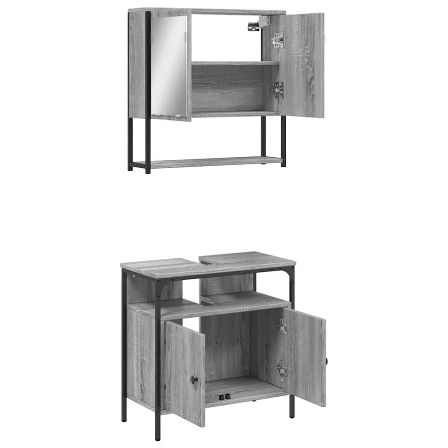 Ensemble de meubles de salle de bain 2 pcs Sonoma gris - 6