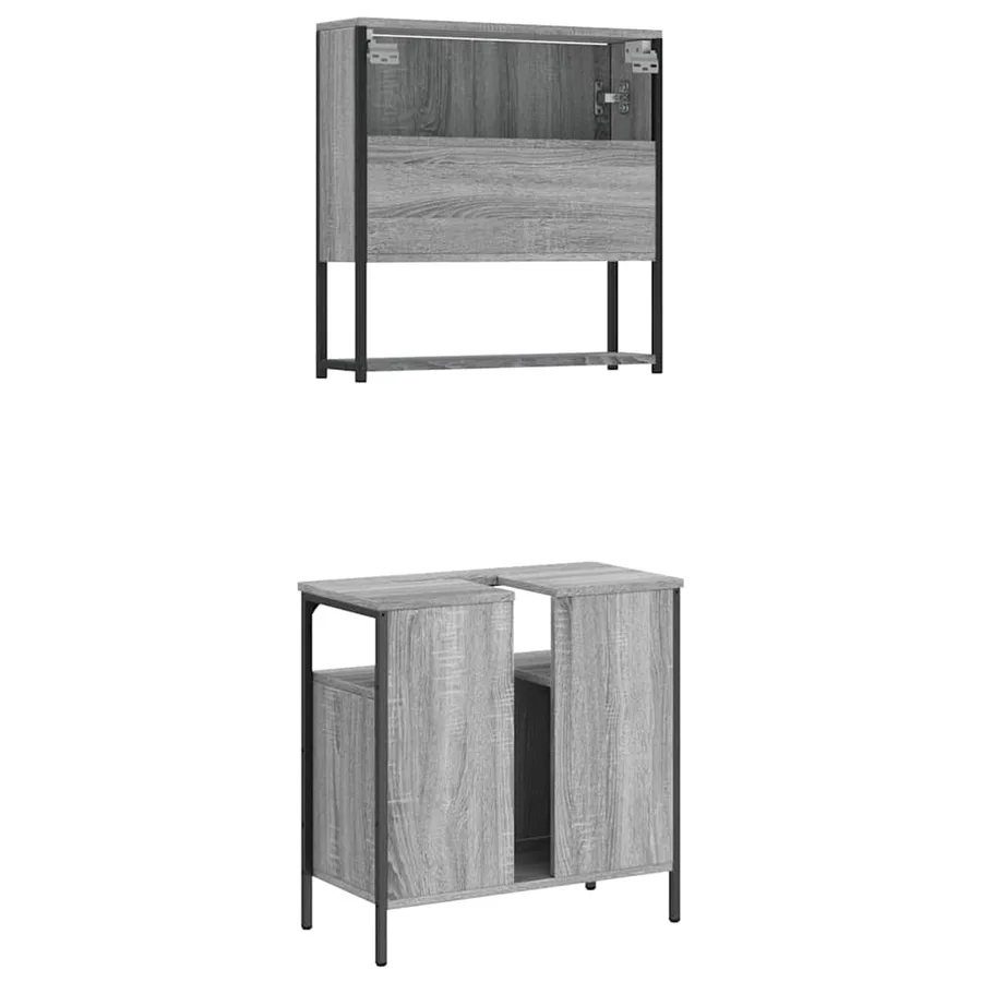 Ensemble de meubles de salle de bain 2 pcs Sonoma gris - 8