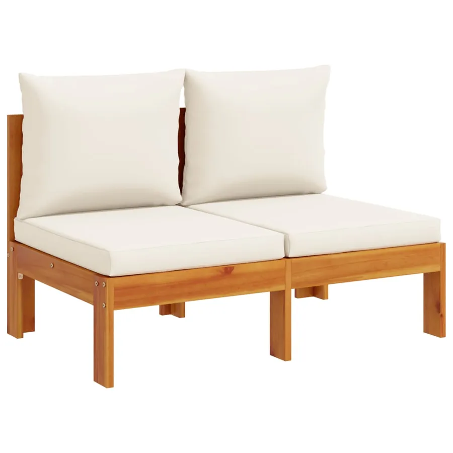 Salon de jardin avec coussins 5 pcs Bois d'acacia solide - 5