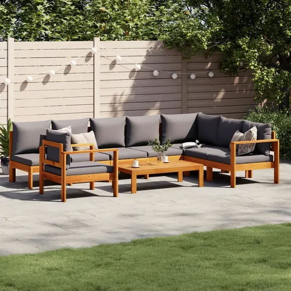 Salon de jardin avec coussins 6 pcs bois d'acacia solide