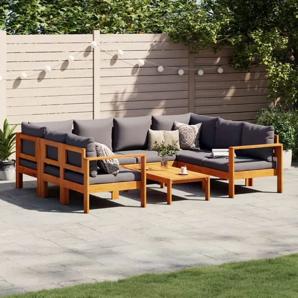 Salon de jardin avec coussins 6 pcs bois d'acacia solide