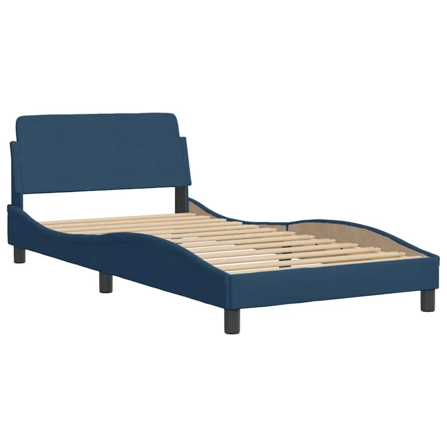 Cadre de lit sans matelas Hvar bleu 100x200 cm tissu - 7