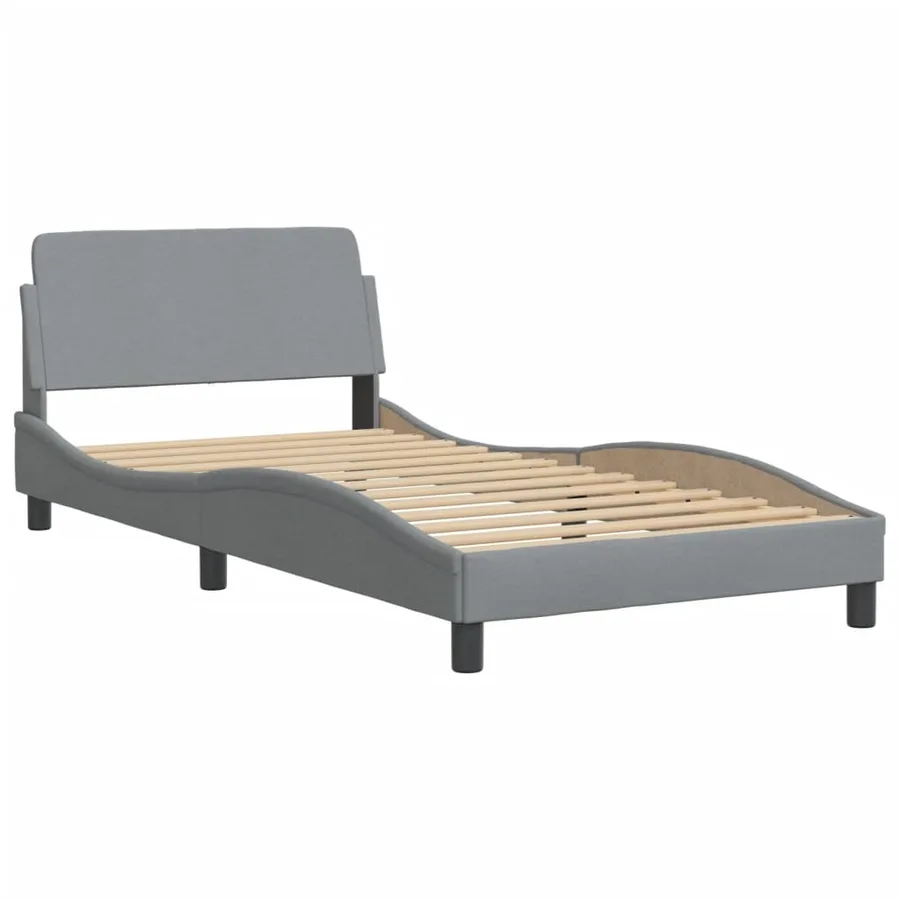 Cadre de lit avec LED sans matelas Hvar gris clair 100x200 cm tissu - 7