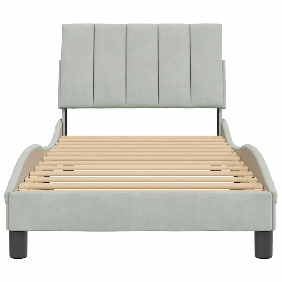 Cadre de lit sans matelas Hanko gris clair 80x200 cm velours - 5