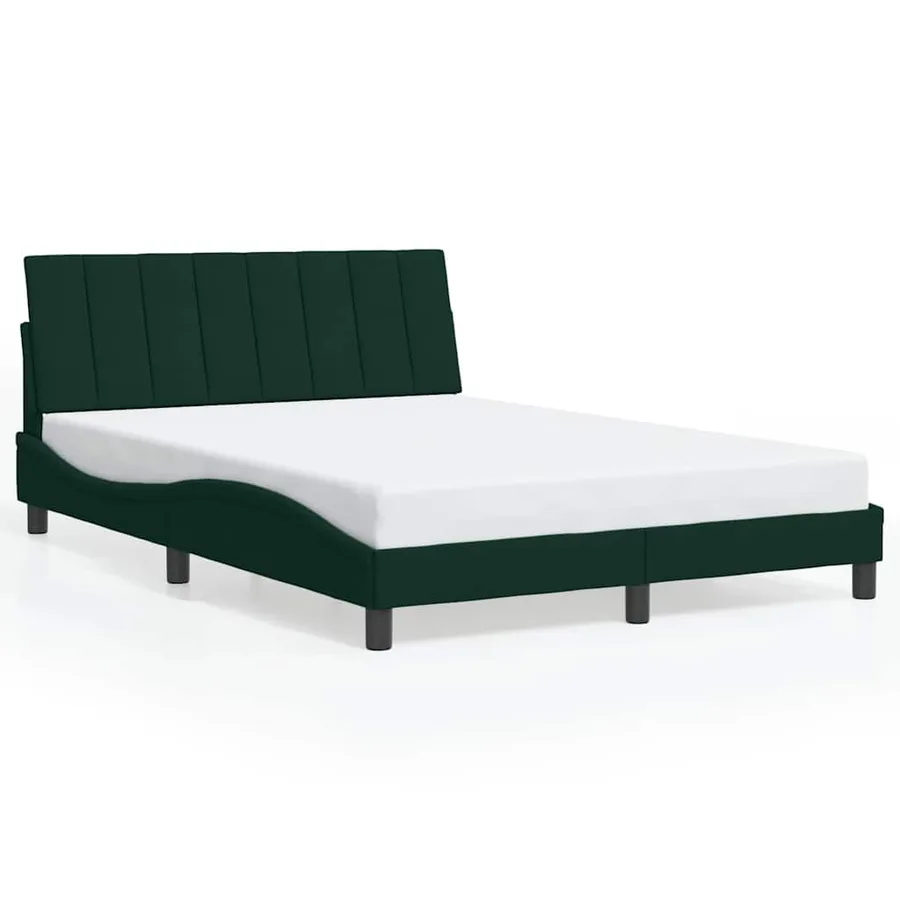 Cadre de lit avec LED sans matelas Hanko vert foncé 140x200 cm velours - 5