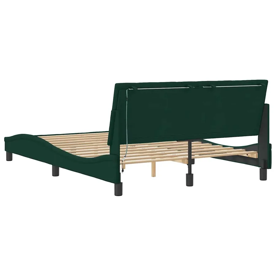 Cadre de lit avec LED sans matelas Hanko vert foncé 140x200 cm velours - 8
