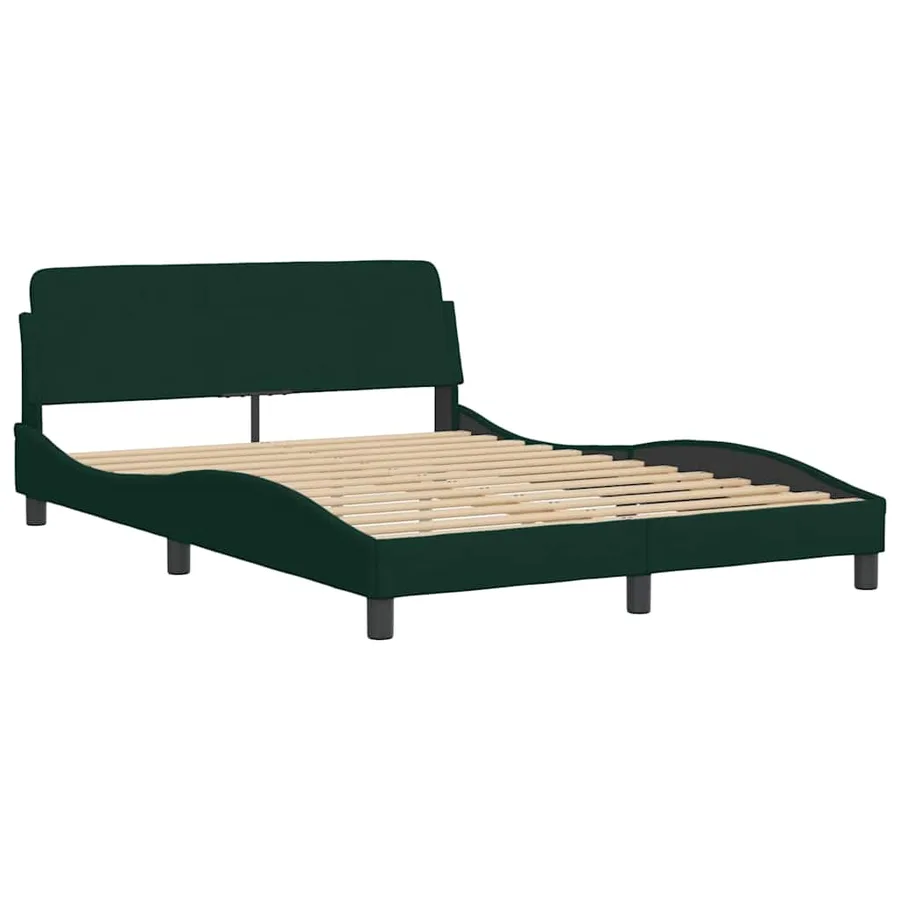 Cadre de lit avec LED sans matelas Hanko vert foncé 140x200 cm velours - 9