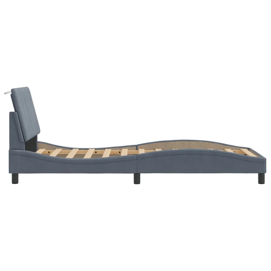 Cadre de lit avec LED sans matelas Hanko gris foncé 80x200 cm velours - 7