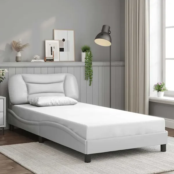 Cadre de lit sans matelas Hvar blanc 100x200 cm similicuir