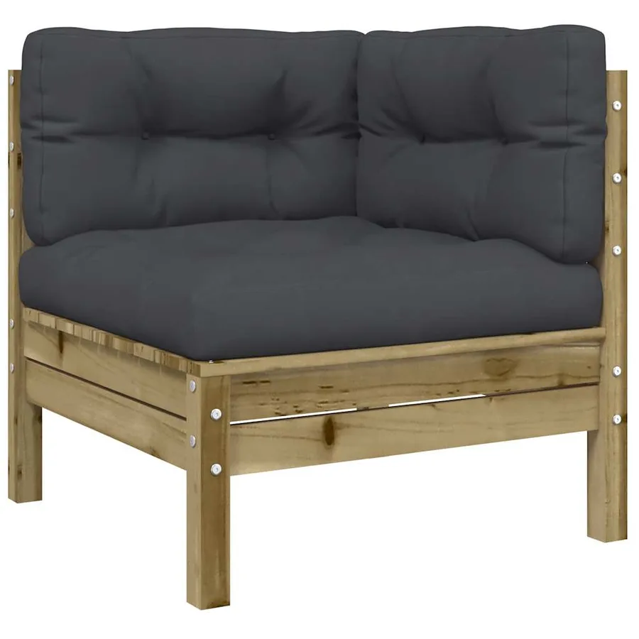 Canapé de jardin avec coussins et repose-pied bois pin imprégné - 6