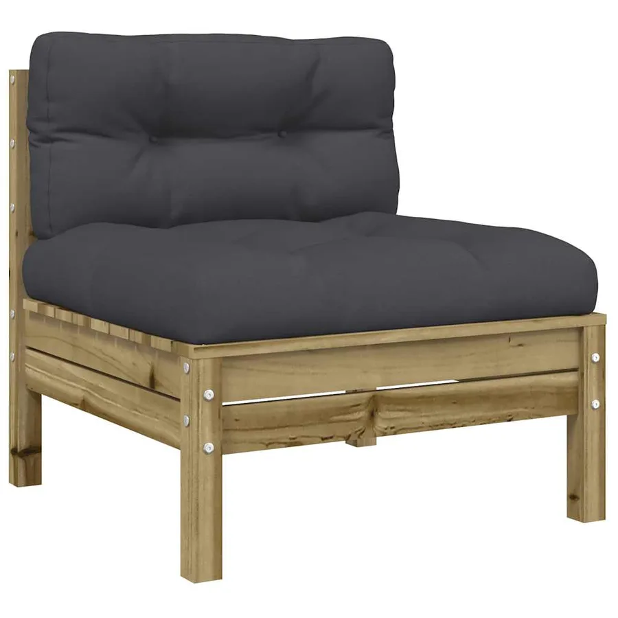 Canapé de jardin avec coussins et repose-pied bois pin imprégné - 8