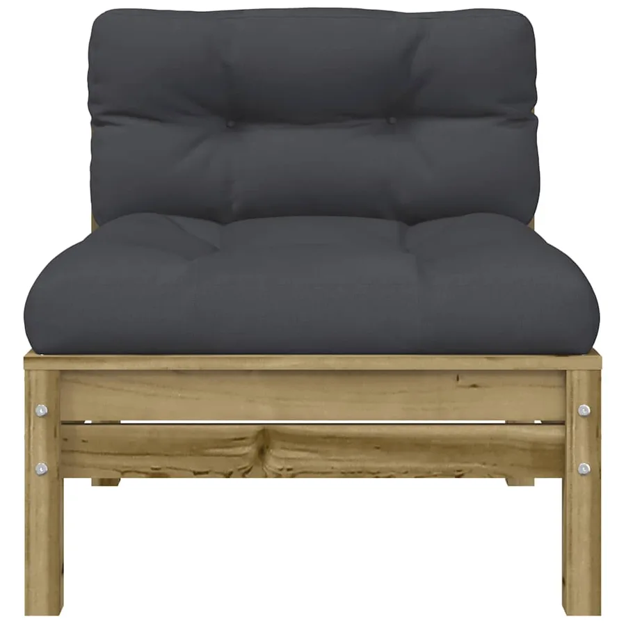 Canapé de jardin avec coussins et repose-pied bois pin imprégné - 9