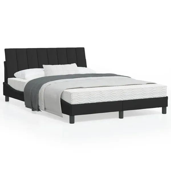 Lit avec matelas Hanko noir 120x200 cm velours