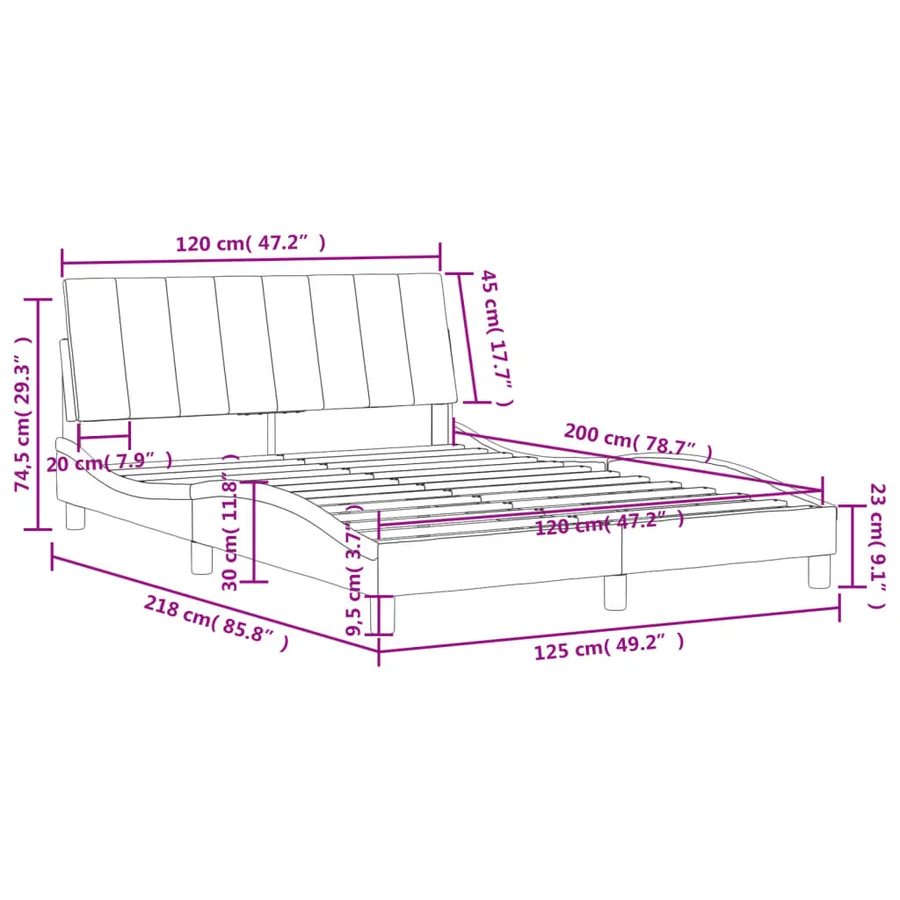 Lit avec matelas Hanko noir 120x200 cm velours - 11