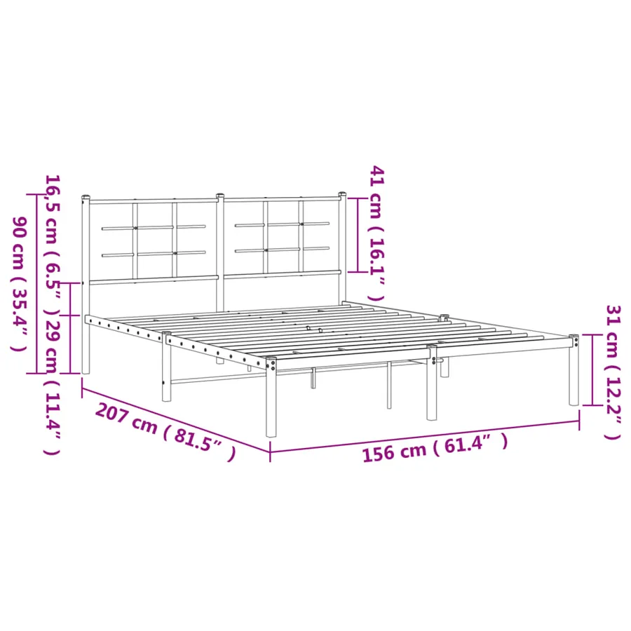 Cadre de lit métal sans matelas et tête de lit blanc 150x200 cm - 10