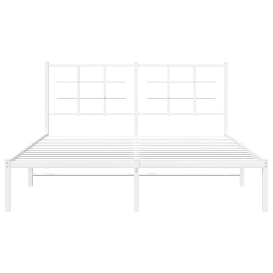 Cadre de lit métal sans matelas et tête de lit blanc 150x200 cm - 5