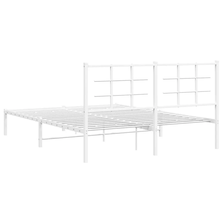 Cadre de lit métal sans matelas et tête de lit blanc 150x200 cm - 7
