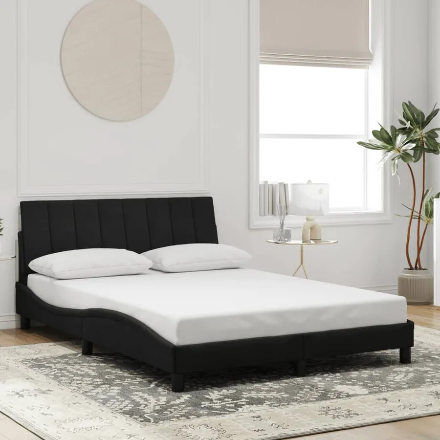 Cadre de lit avec LED sans matelas Hanko noir 120x200 cm velours - 4