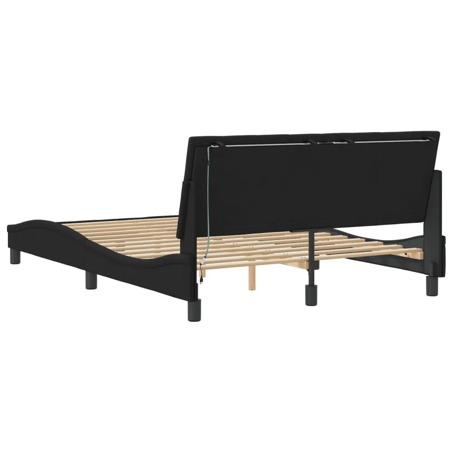 Cadre de lit avec LED sans matelas Hanko noir 120x200 cm velours - 8