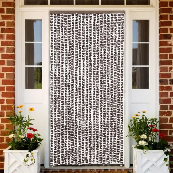 Rideau anti-mouches marron et blanc 90x200 cm chenille