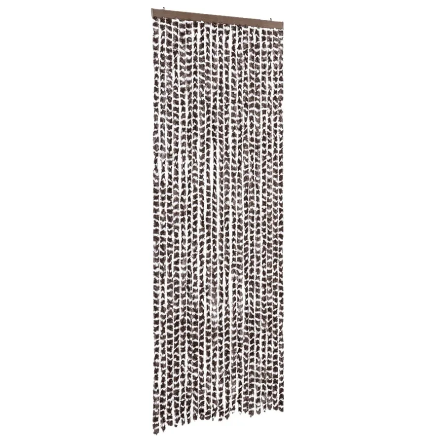 Rideau anti-mouches marron et blanc 90x200 cm chenille - 2