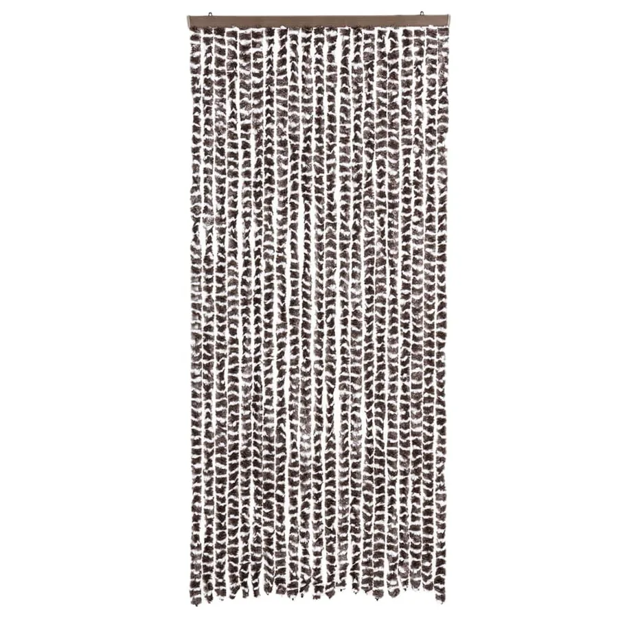 Rideau anti-mouches marron et blanc 90x200 cm chenille - 3