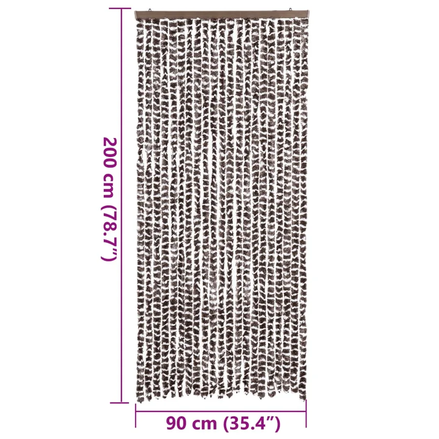 Rideau anti-mouches marron et blanc 90x200 cm chenille - 7
