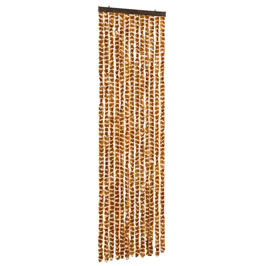 Rideau anti-mouches ocre et blanc 56x200 cm chenille - 2