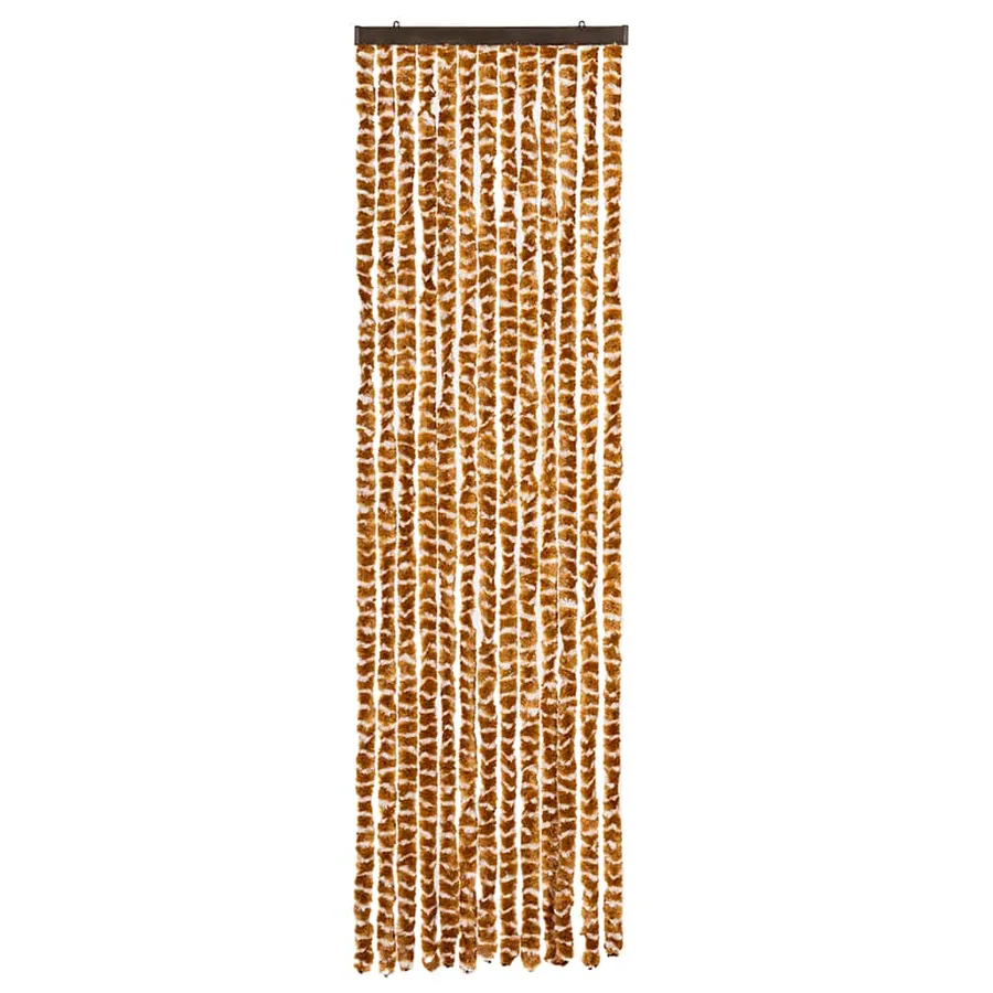 Rideau anti-mouches ocre et blanc 56x200 cm chenille - 3