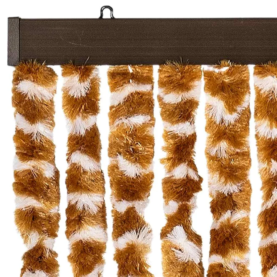 Rideau anti-mouches ocre et blanc 56x200 cm chenille - 4
