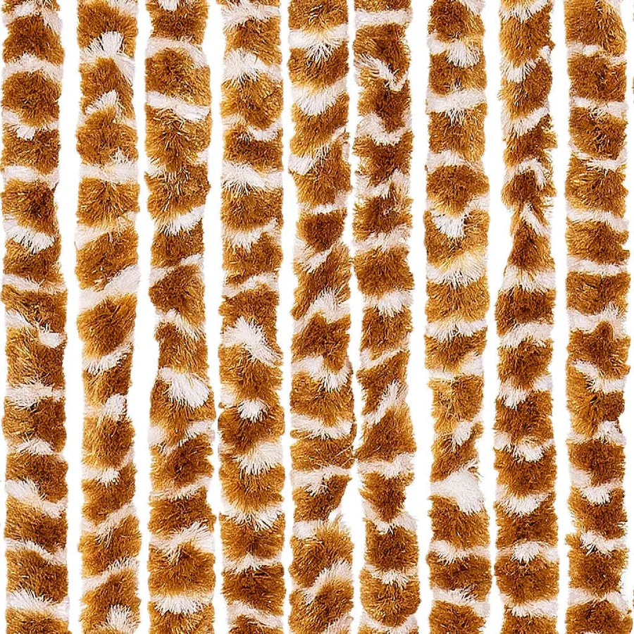 Rideau anti-mouches ocre et blanc 56x200 cm chenille - 5