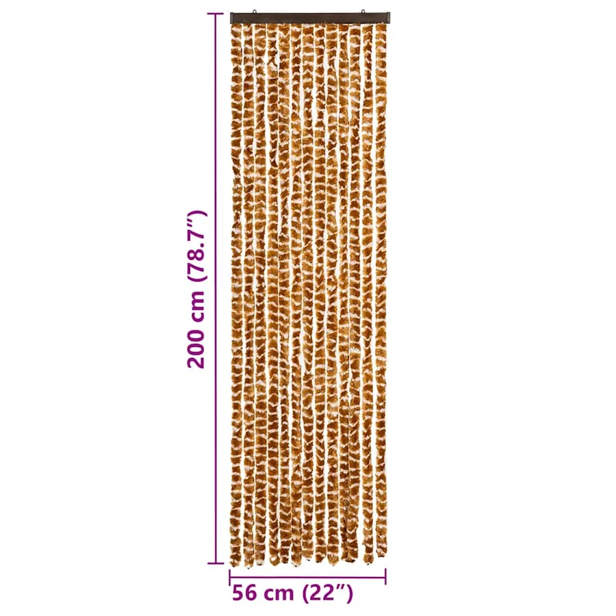 Rideau anti-mouches ocre et blanc 56x200 cm chenille - 7