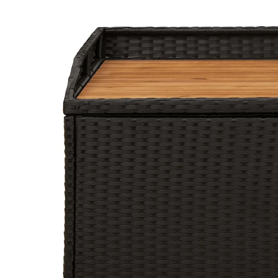 Banc de rangement noir résine tressée et bois d'acacia - 11